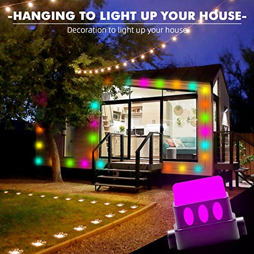 Duewot Outdoor Ground Lights, 37ft Multicolor RGB Pathway Lights with Warm White, 15 Pack IP65 Waterproof Garden Lawn Lights, App Control Walkway Lights for Yard, Patio, Lawn Decor, Pool