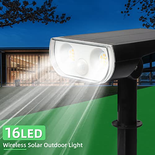 Duewot 2 Pack Solar Pathway Light, 16 LEDs Solar Landscape Spotlights, Wireless Solar Powered Outdoor Lights, Garden Lights, Lighting for Yard, Walkway, Driveway, Porch, Patio