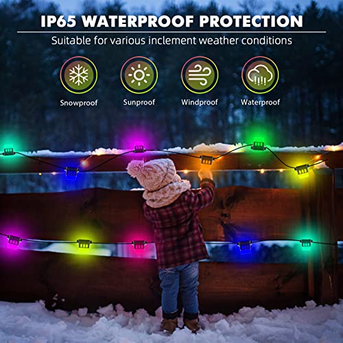 Duewot Outdoor Ground Lights, 37ft Multicolor RGB Pathway Lights with Warm White, 15 Pack IP65 Waterproof Garden Lawn Lights, App Control Walkway Lights for Yard, Patio, Lawn Decor, Pool