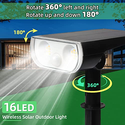 Duewot Solar Pathway Light, 16 LEDs Solar Landscape Spotlights, Wireless Solar Powered Outdoor Lights, Garden Lights, Lighting for Yard, Walkway, Driveway, Porch, Patio (4 Pack)